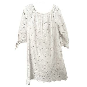 Valentina Naldi Italian Made 100% Cotton Eyelet Off the Shoulder‎ Midi Dress L